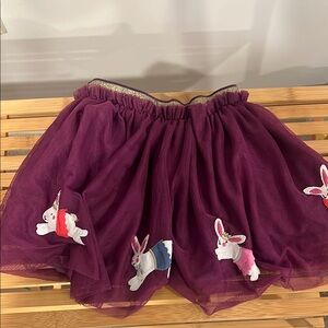 Mini Boden Purple Tulle Skirt with Bunny Appliques